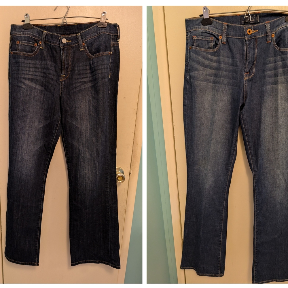 Lucky Brand BUNDLE..Womens Dark Size 12 and Light Blue Boot Cut Jeans Size 14